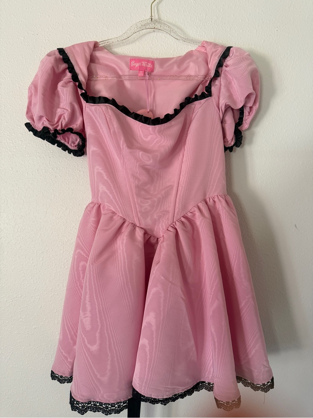 Sugar Thrillz Pink Whimsigoth Mini Dress Halloween Tea Party Clowncore Coquette